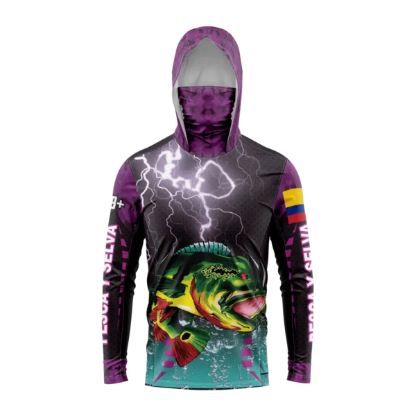 Buzo pesca con capucha morado