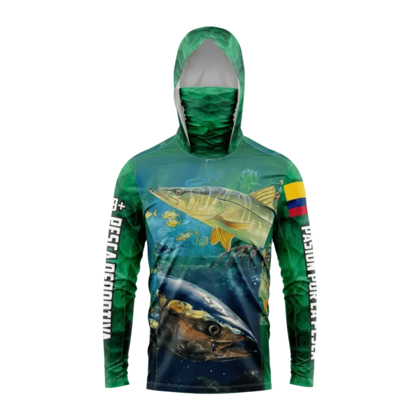 Buzo pesca con capucha verde 2